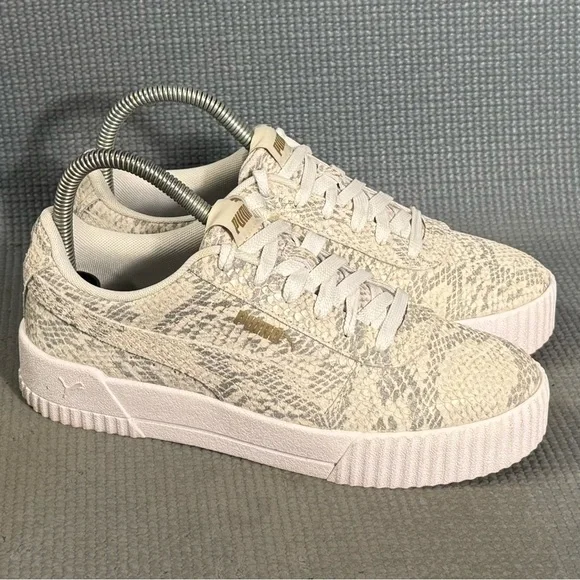 Puma Carina Snake Lux Women's Leather Platform Sneakers 373928-01 Size 6.5 - Picture 2 of 9
